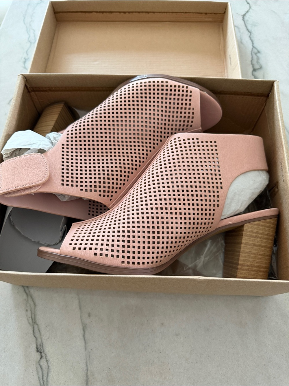 Marco Republic Tuscany Womens Peep Toe Slingback Ankle Strap Light Pink shoes 9!